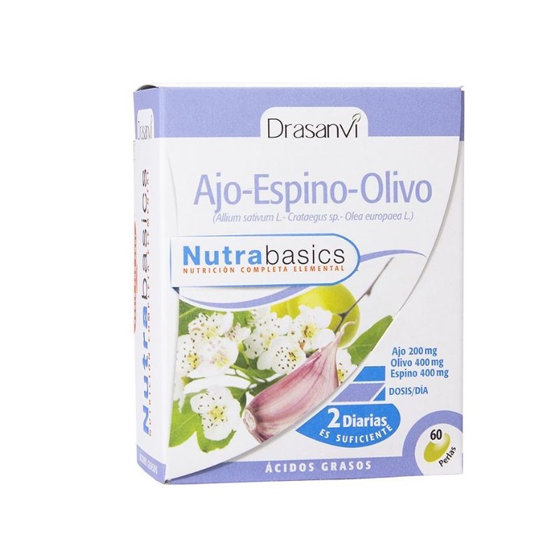 Comprar online AJO ESPINO OLIVO NUTRABASICOS 500 mg 60 PERLAS de DRASANVI