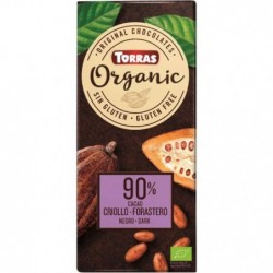Comprar online CHOCOLATE NEGRO 90 % CACAO CRIOLLO FORASTERO 100 g de TORRAS. Imagen 1