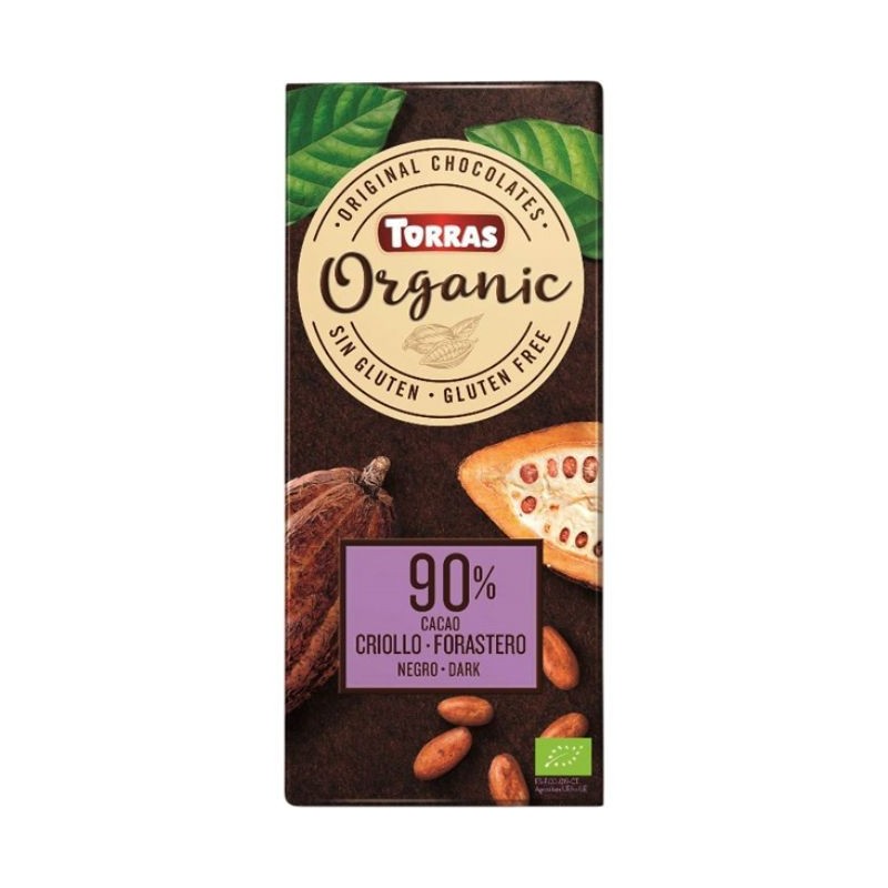Comprar online CHOCOLATE NEGRO 90 % CACAO CRIOLLO FORASTERO 100 g de TORRAS