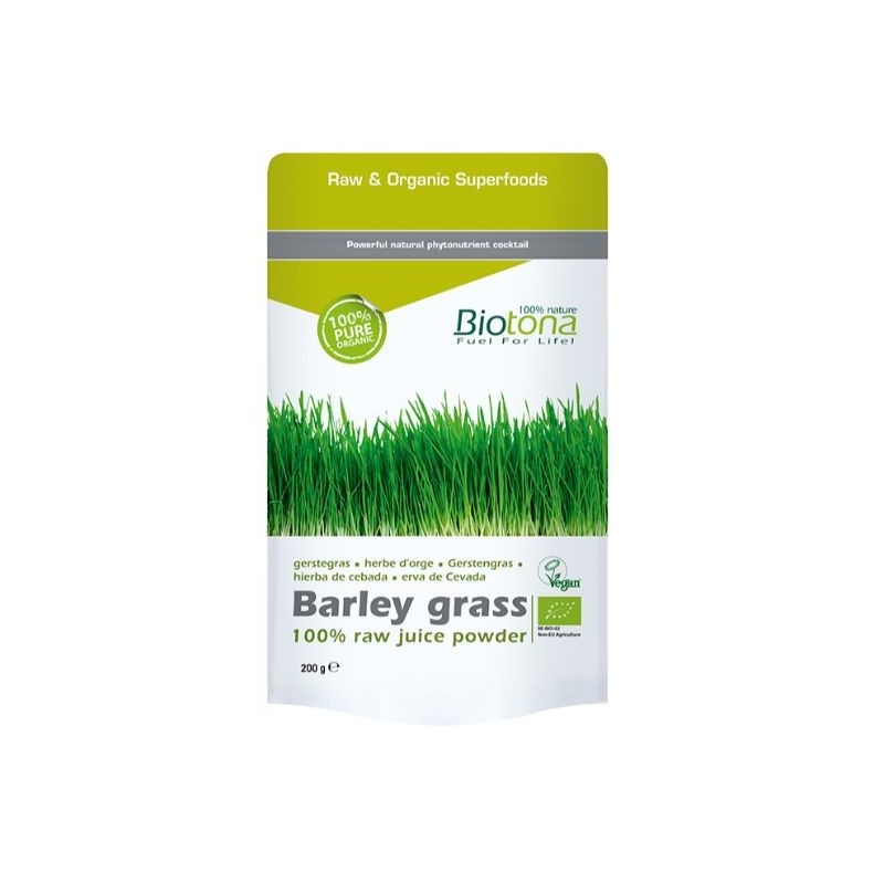Comprar online HIERBA CEBADA POLVO BARLEY GRASS RAW JUICE POWDER de BIOTONA. Imagen 1