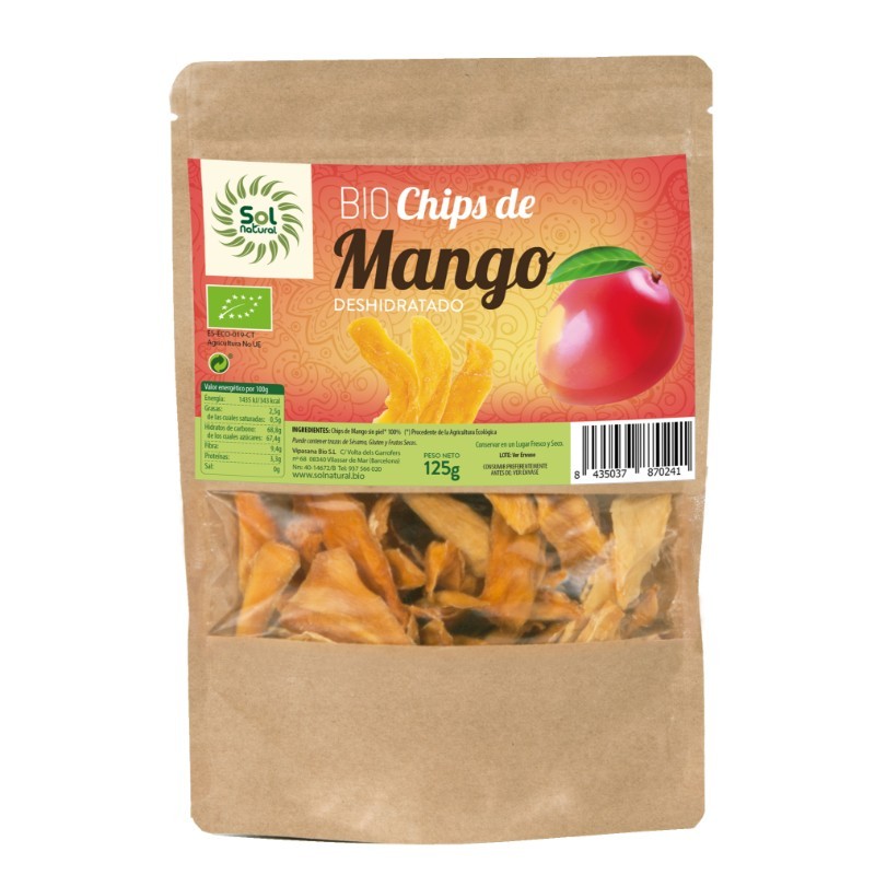 Comprar online CHIPS DE MANGO BIO 125 g de SOLNATURAL