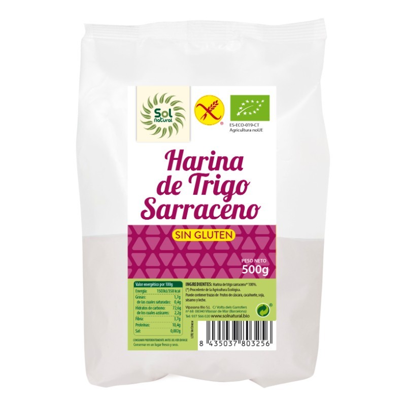 Comprar online HARINA DE TRIGO SARRACENO SIN GLUTEN BIO 500 g de SOLNATURAL