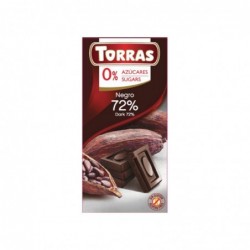 Comprar online CHOCOLATE NEGRO 72% CACAO SIN AZUCAR 75 gr de TORRAS. Imagen 1