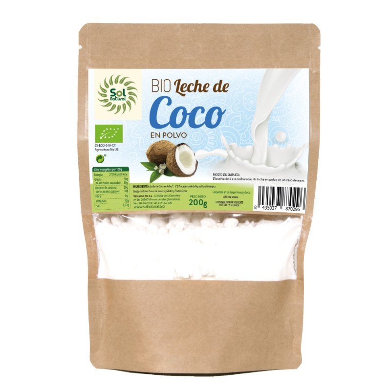 Comprar online LECHE DE COCO EN POLVO BIO 200 g de SOLNATURAL