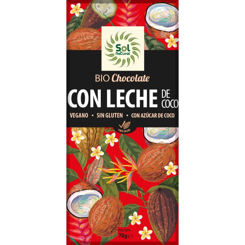 Comprar online TABLETA CHOCOLATE CON LECHE DE COCO BIO 70 g de SOLNATURAL