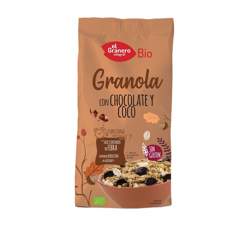 Comprar online GRANOLA CON CHOCOLATE Y COBO SIN GLUTEN BIO 350 gr de EL GRANERO INTEGRAL