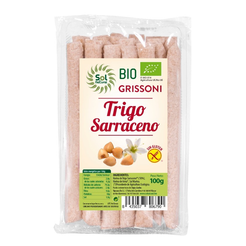 Comprar online GRISSONI DE TRIGO SARRACENO BIO 100 g de SOLNATURAL