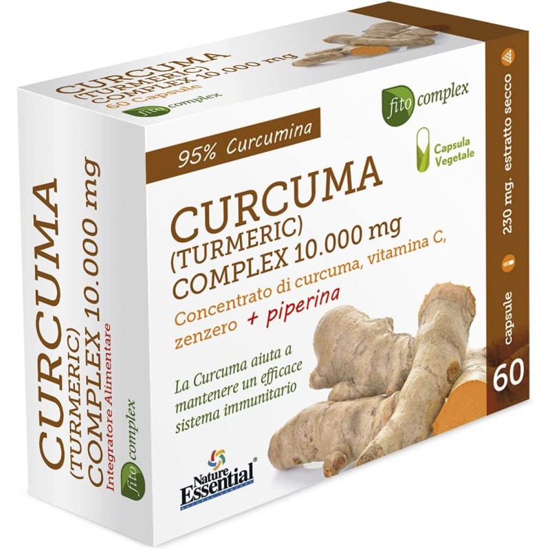 Comprar online CURCUMA 10.000 mg JENGIBRE + PIMIENTA + C 60 Vcap de NATURE ESSENTIAL