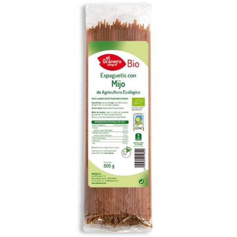 Comprar online ESPAGUETIS CON MIJO BIO 500 gr de EL GRANERO INTEGRAL. Imagen 1
