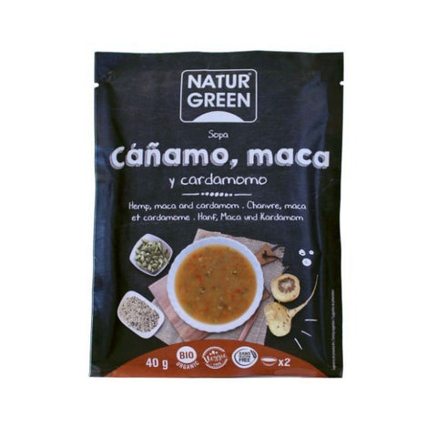 Comprar online NATURGREEN SOPA CAÑAMO, MACA Y CARDAMOMO BIO 40 G de NATURGREEN. Imagen 1