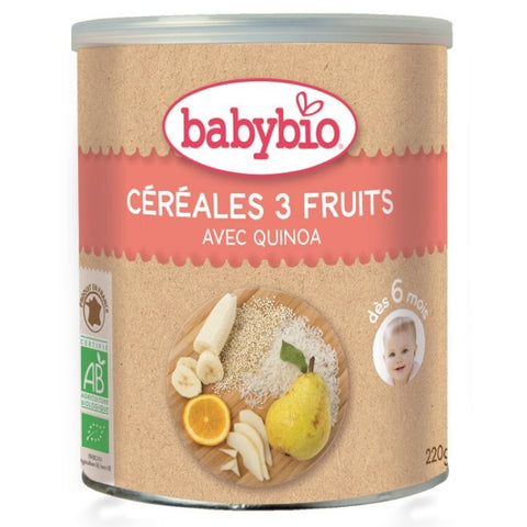 Comprar online BABYBIO CEREALES 3 FRUTAS 220 gr de BABYBIO. Imagen 1