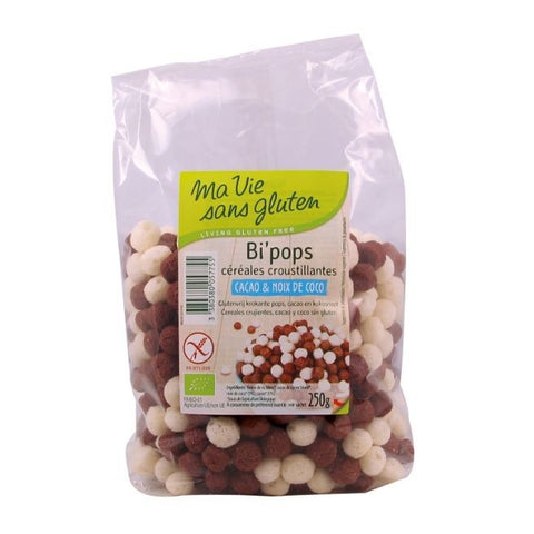 Comprar online BI'POPS,BOLAS DE CERELAES CACAO Y COCO 250 g de MVSG. Imagen 1