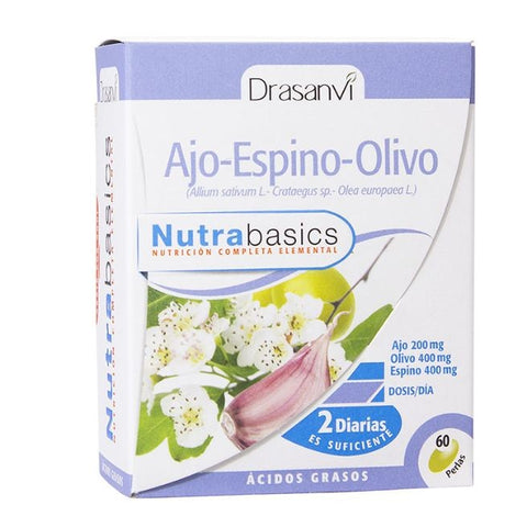 Comprar online AJO ESPINO OLIVO NUTRABASICOS 500 mg 60 PERLAS de DRASANVI. Imagen 1