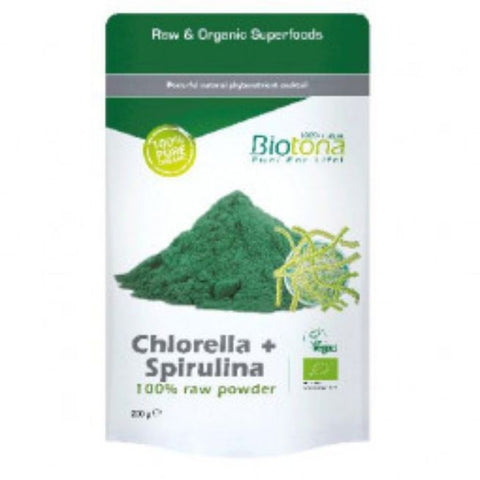 Comprar online CHLORELLA + SPIRULINA RAW POWDER BOLSAS 20X10G de BIOTONA. Imagen 1