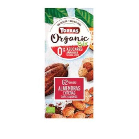 Comprar online CHOCOLATE NEGRO 62% CACAO CON ALMENDRAS ENTERAS BI de TORRAS. Imagen 1