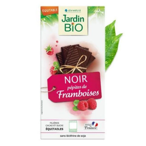 Comprar online CHOCOLATE NEGRO CON FRAMBUESAS 100G de JARDIN BIO. Imagen 1