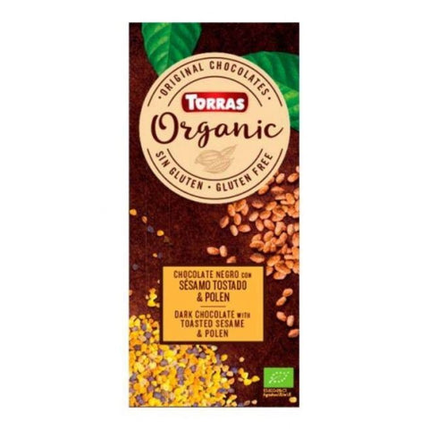 Comprar online CHOCOLATE NEGRO CON SESAMO TOSTADO & POLEN 100 gr de TORRAS. Imagen 1