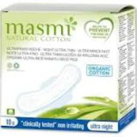 Comprar online COMPRESAS MASMI NATURAL COTTON ULTRA NOCHE ALAS 10 de MASMI. Imagen 1