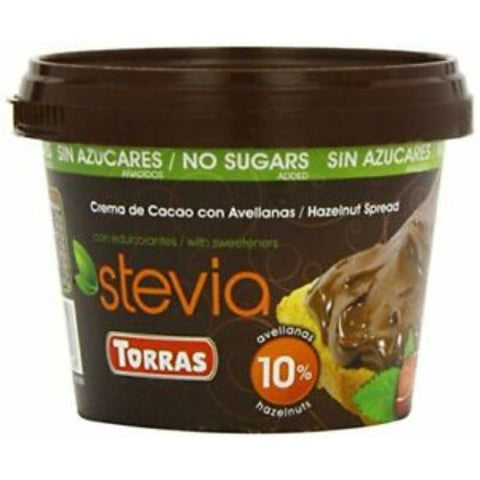 Comprar online CREMA DE CACAO CON AVELLANAS STEVIA 200G de TORRAS. Imagen 1