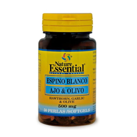 Comprar online ESPINO BLANCO + AJO + OLIVO 500 mg 50 Perlas de NATURE ESSENTIAL. Imagen 1