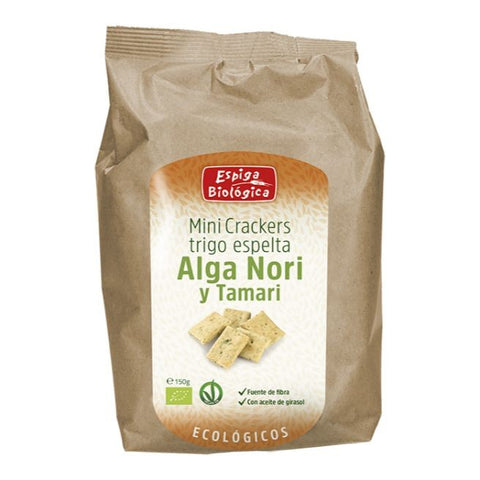 Comprar online E.BIO MINI CRACKERS ESPELTA ALGA NORI Y TAMARI de ESPIGA BIOLOGICA. Imagen 1