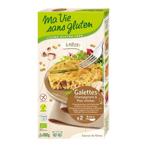 Comprar online HAMBURGUESA CHAMPIÑONES Y GARBANZOS 2 x 100 g de MVSG. Imagen 1