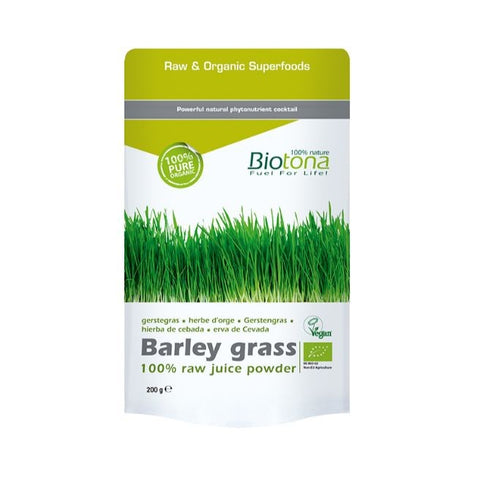 Comprar online HIERBA CEBADA POLVO BARLEY GRASS RAW JUICE POWDER de BIOTONA. Imagen 1