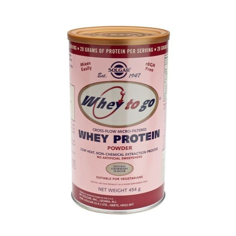 Comprar online WHEY TO GO PROTEINA DE SUERO POLVO FRESA 454 gr de SOLGAR. Imagen 1