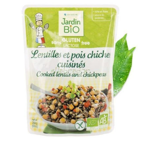 Comprar online LENTEJAS Y GARBANZOS COCINADOS 250G de JARDIN BIO. Imagen 1
