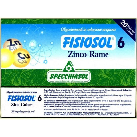 Comprar online FISIOSOL 6 ZN CU 20 Viales de SPECCHIASOL. Imagen 1