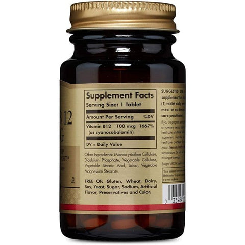 Comprar online VITAMINA B12 1000 mcg 100 Comp - CIANOCOBALAMINA de SOLGAR. Imagen 3