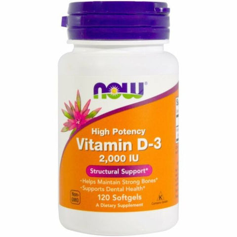 Comprar online VITAMINA D-3 2000 UI ALTA POTENCIA 120 Perlas de NOW. Imagen 1