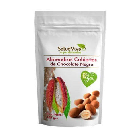 Comprar online ALMENDRAS CUBIERTAS DE CHOCOLATE NEGRO 100 GRS de SALUD VIVA. Imagen 1