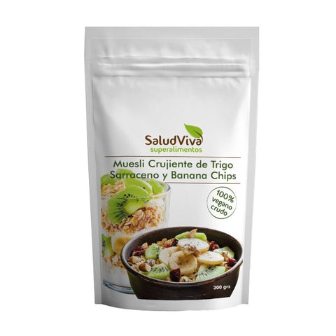 Comprar online MUESLI CRUJI TRIGO SARRACENO BANANA CHIP 300 GR de SALUD VIVA. Imagen 1