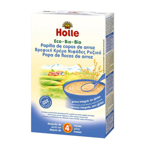 Comprar online PAPILLA DE COPOS DE ARROZ +4 MESES SIN GLUTEN 250g de HOLLE. Imagen 1