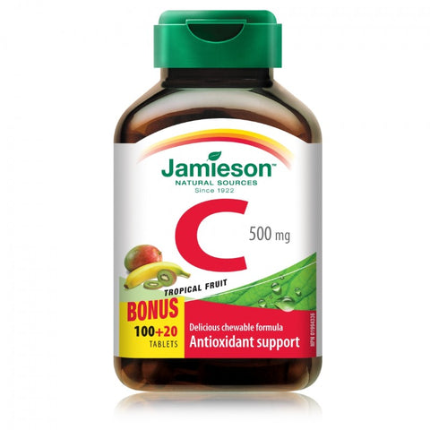 Comprar online VITAMINA C 500MG TROPICAL MASTICABLE 100+20 Tablet de JAMIESON. Imagen 1