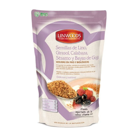 Comprar online SEMILLAS LINO-GIRAS-CALAB-SESAM Y GOJI BIO 425 gr de LINWOODS. Imagen 1