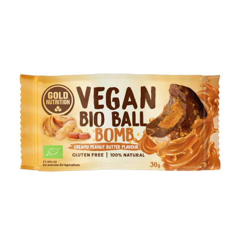 Comprar online VEGAN BIO BALL ENERGY SALTED PEANUT BUTTER 30 G de GOLD NUTRION. Imagen 1
