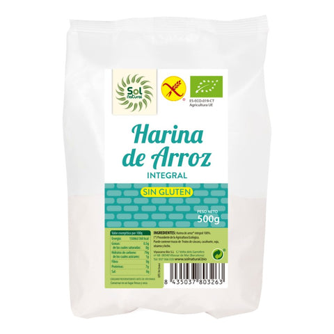 Comprar online HARINA DE ARROZ INTEGRAL SIN GLUTEN BIO 500 g de SOLNATURAL. Imagen 1