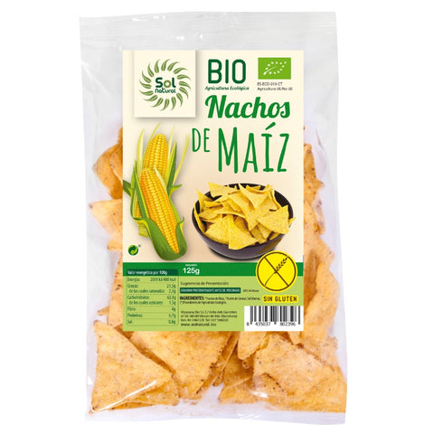 Comprar online NACHOS DE MAIZ NATURAL SIN GLUTEN BIO 125 g de SOLNATURAL. Imagen 1