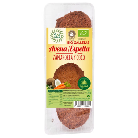 Comprar online GALLETAS DE ESPELTA-AVENA ZANAHORIA COCO 175 g de SOLNATURAL. Imagen 1