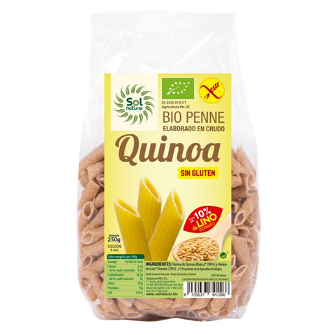 Comprar online PENNE DE QUINOA CON LINO BIO S/GLUTEN 250 g de SOLNATURAL. Imagen 1