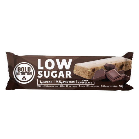 Comprar online PROTEIN BAR LOW SUGAR DARK CHOCOLATE 30 G 12 UN de GOLD NUTRION. Imagen 1
