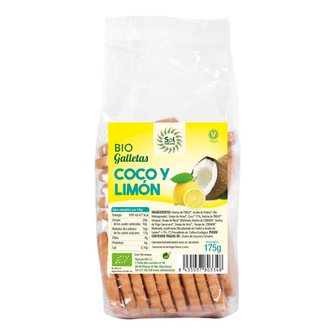 Comprar online GALLETAS CON COCO Y LIMON BIO 175 g de SOLNATURAL. Imagen 1