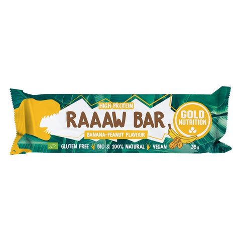 Comprar online RAAAW BAR PLATANO/CACAHUETE 35g 15 UN de GOLD NUTRION. Imagen 1
