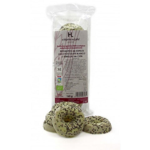 Comprar online ROSQUITOS ESPELTA C/ CHOCO BLANCO Y CHIA ECO 160 g de HORNO DE LEÑA. Imagen 1