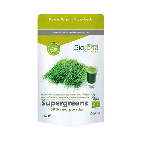 Comprar online SUPERGREENS RAW POWDER (20x10 g) MONODOSIS de BIOTONA. Imagen 1