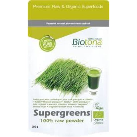 Comprar online SUPERGREENS RAW POWDER 200G de BIOTONA. Imagen 1