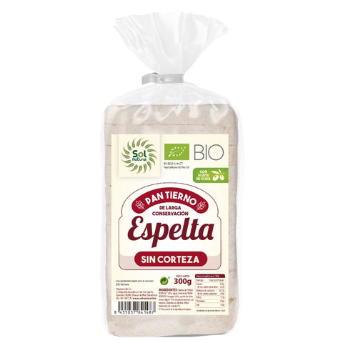 Comprar online PAN TIERNO DE ESPELTA SIN CORTEZA BIO 300 g de SOLNATURAL. Imagen 1