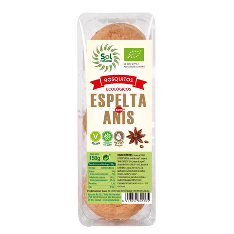 Comprar online ROSQUITOS DE ESPELTA CON ANIS BIO 150 g de SOLNATURAL. Imagen 1